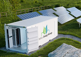 Battery Energy Storage Container Next to Solar Panels