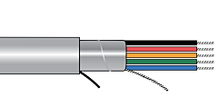 Alpha EcoCable&reg; Mini Foil Shield Multiconductor Cable - 24 AWG 10 Conductor - Slate - 300V - 1000 ft
