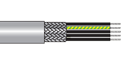 Alpha EcoFlex PUR  Braid Shielded Multiconductor Cable - 18 AWG 5 Conductor - Slate - 100 ft
