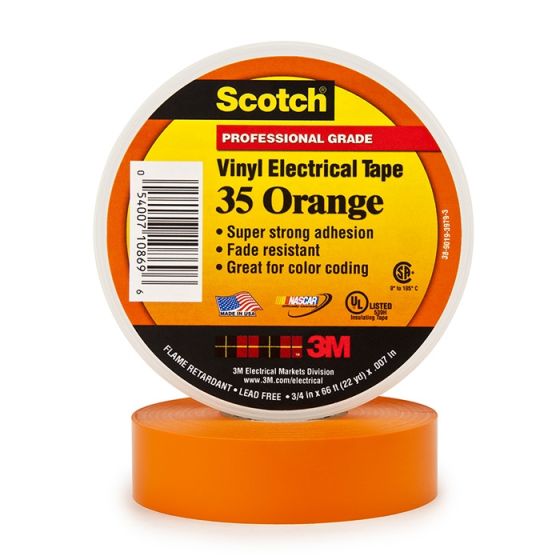 Scotch® Professional Grade Color Coding Vinyl Electrical Tape 35 - Orange -  3/4 x 66 ft roll