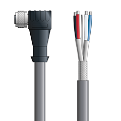 LAPP UNITRONIC&reg; Devicenet&trade; Thin Single-Ended Cordsets - 5-pos. female M12 90&deg; to flying leads - Stationary - Gray PVC - 2m