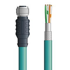 LAPP ETHERLINE&reg; Ethernet Single-Ended Cordsets: 4 Pair CAT5e - 8-pos. female M12 straight connector to Flying leads - Teal Polyurethane (PUR) -  C5E004S01 - 1m