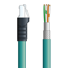 LAPP ETHERLINE® Ethernet Single-Ended Cordsets: 2 Pair CAT5e - 4-wire RJ45 shielded connector to Flying leads - Teal Polyurethane (PUR) - C5E102F01 - 1m
