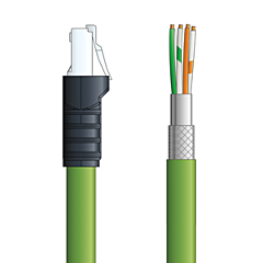 LAPP ETHERLINE&reg; Ethernet Single-Ended Cordsets: 4 Pair CAT6A - 8-wire RJ45 shielded connector to Flying leads - Green Polyurethane (PUR) -  C6A002F01 - 1m