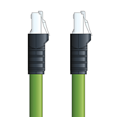 LAPP ETHERLINE® Ethernet Extension Cordsets: 4 Pair CAT6A - 8-wire RJ45 shielded connector to 8-wire RJ45 shielded connector - Green Polyurethane (PUR) - C6A001F02 - 2m