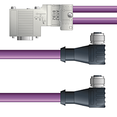 LAPP UNITRONIC&reg; PROFIBUS&reg; D-Sub Y-Cordsets to Node Module - 5-pos. female M12 90&deg; and 5-pos. female M12 90&deg; to 9-pos. D-sub node - Violet PVC - Stationary  - 2m