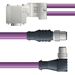 LAPP UNITRONIC&reg; PROFIBUS&reg; D-Sub Y-Cordsets to Node Module - 5-pos. male M12 90&deg; and 5-pos. male M12 90&deg; to 9-pos. D-sub node - Violet PVC - Stationary  - 2m