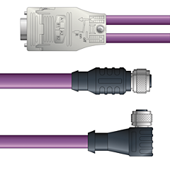 LAPP UNITRONIC&reg; PROFIBUS&reg; D-Sub Y-Cordsets to Straight Module - 5-pos. female M12 straight and 5-pos. female M12 90&deg; to 9-pos. D-sub straight - Violet Polyurethane (PUR) - Continuous Flex - 2m