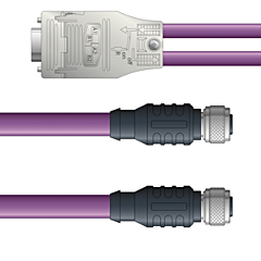 LAPP UNITRONIC&reg; PROFIBUS&reg; D-Sub Y-Cordsets to Straight Module - 5-pos. female M12 straight and 5-pos. female M12 straight to 9-pos. D-sub straight - Violet Polyurethane (PUR) - Continuous Flex - 2m