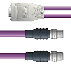 LAPP UNITRONIC&reg; PROFIBUS&reg; D-Sub Y-Cordsets to Straight Module - 5-pos. male M12 straight and 5-pos. male M12 straight to 9-pos. D-sub straight - Violet Polyurethane (PUR) - Continuous Flex - 2m