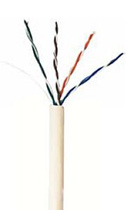 CAT5e Unshielded Plenum Rated PVC Ethernet Cable - 24 AWG 4 Pair - White