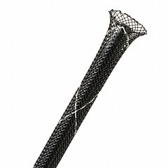 1/8 inch, Flexo&reg; Flame Retardant (FRN) Expandable Sleeving - Braided, Black with White Tracer