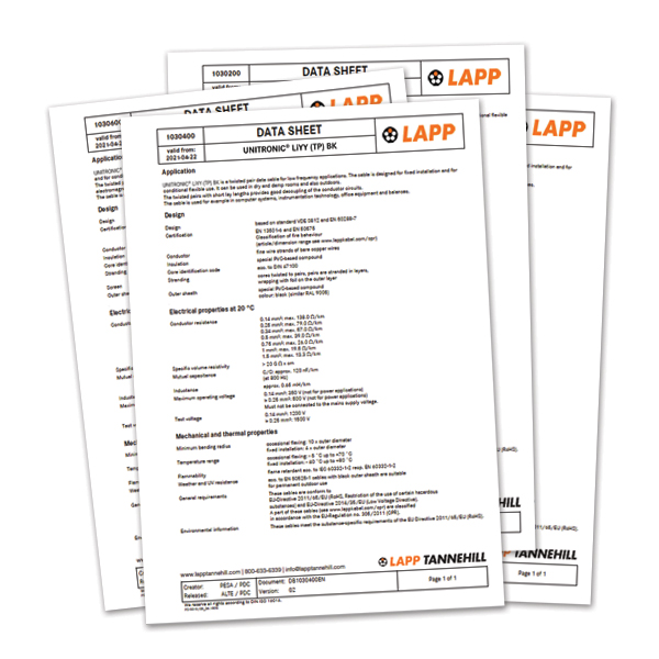 LAPP UNITRONIC® LiYY/LIYCY PVC Cables